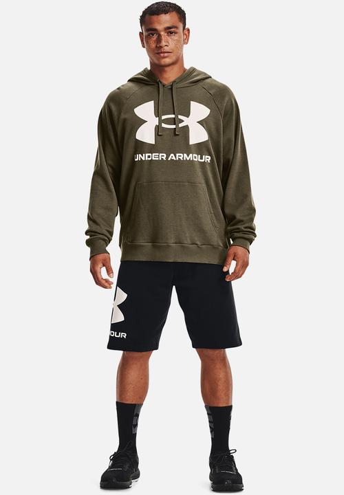 Under Armour - UA rival fleece big logo hoodie- Khaki