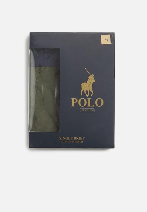 POLO - Men plain knit briefs - olive