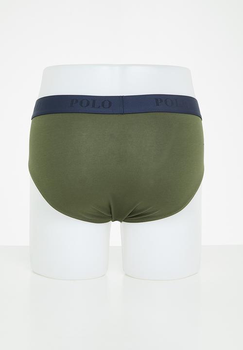 POLO - Men plain knit briefs - olive