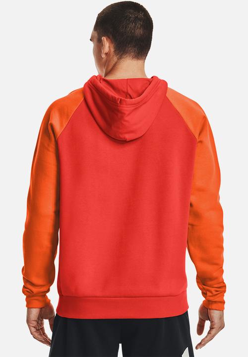 Under Armour - UA Rival Fleece Colorblock Hoodie - Red/Orange