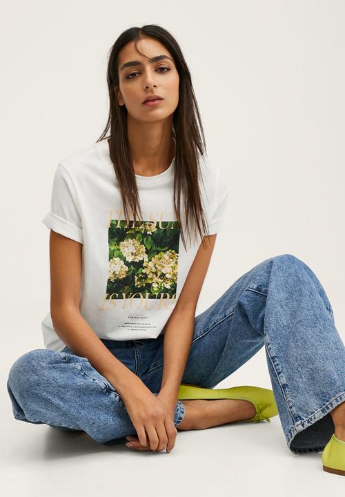MANGO - T-shirt pstilu2 - white