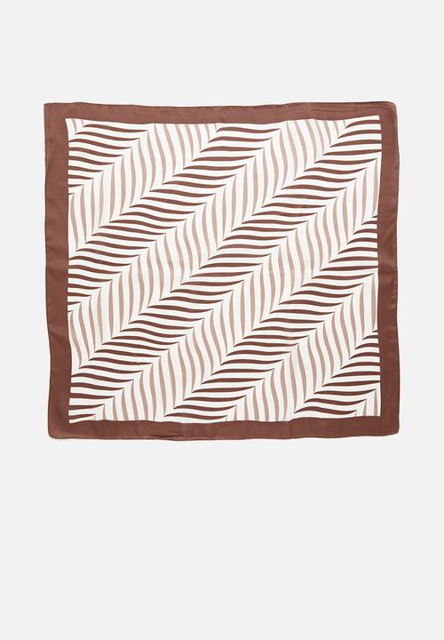 Superbalist - Stripe pattern neckerchief - brown & white