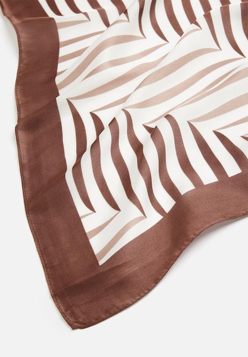 Superbalist - Stripe pattern neckerchief - brown & white