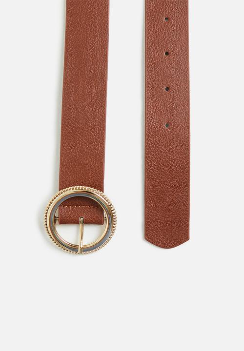 Trendyol - Round buckle  pack belts - brown & black 