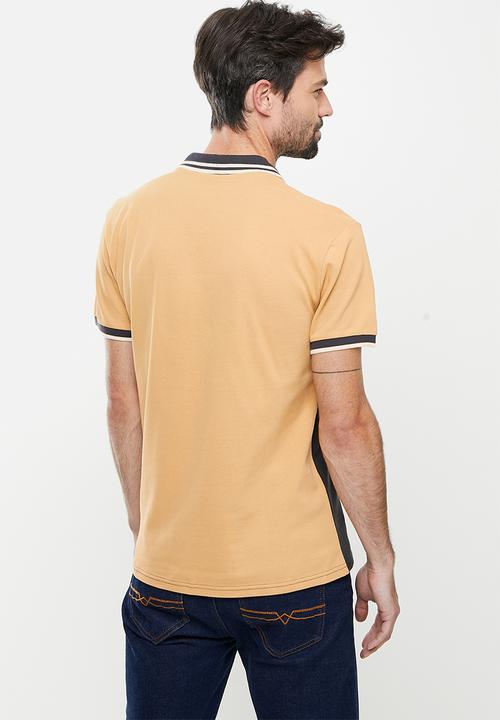 POLO - Mns colourblock short sleeve golfer - rust