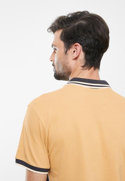 POLO - Mns colourblock short sleeve golfer - rust