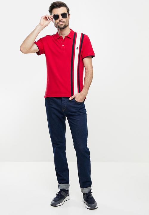 POLO - Panel Stripe Golfer - Red