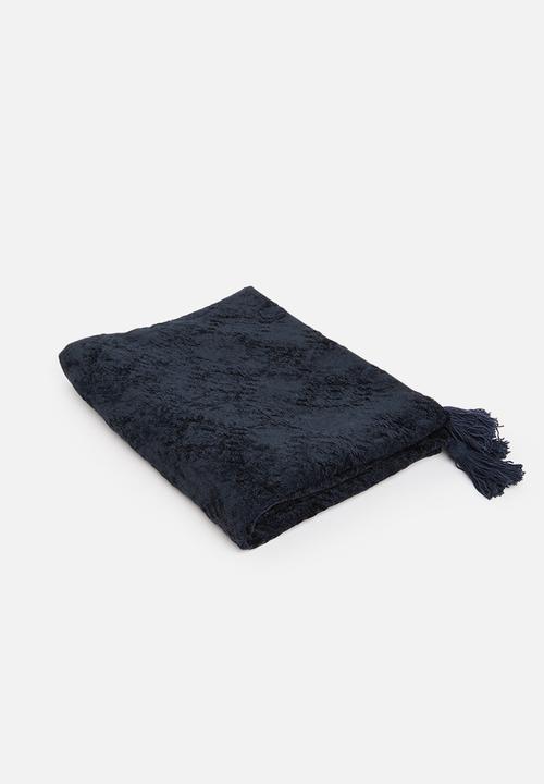 Sixth Floor - Viscose chenille jacquard throw - navy blue