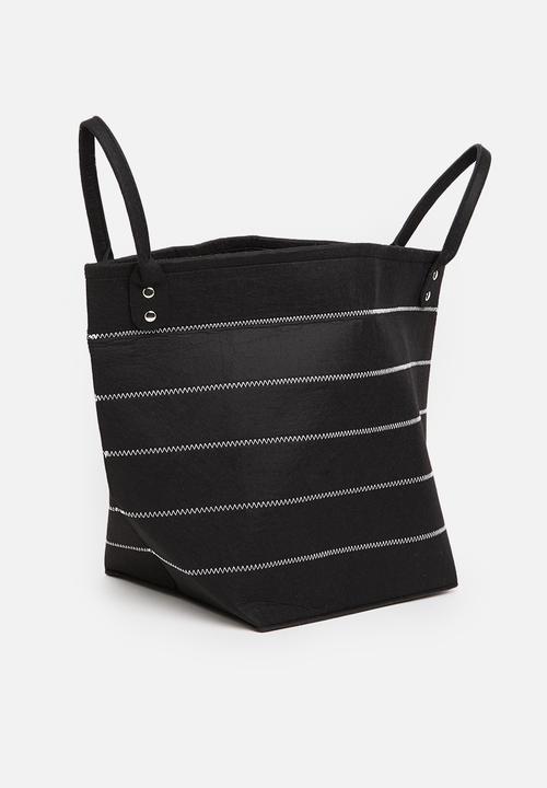 Sixth Floor - Striped felt basket - black