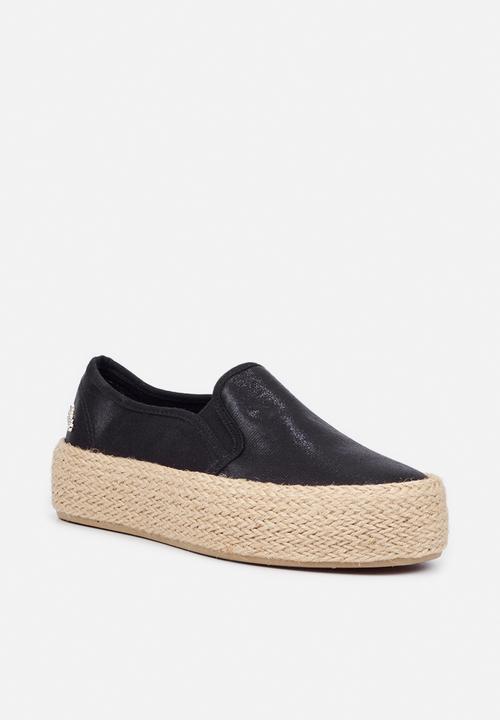 Miss Black - Quebec4 flatform espadrille sneaker - black