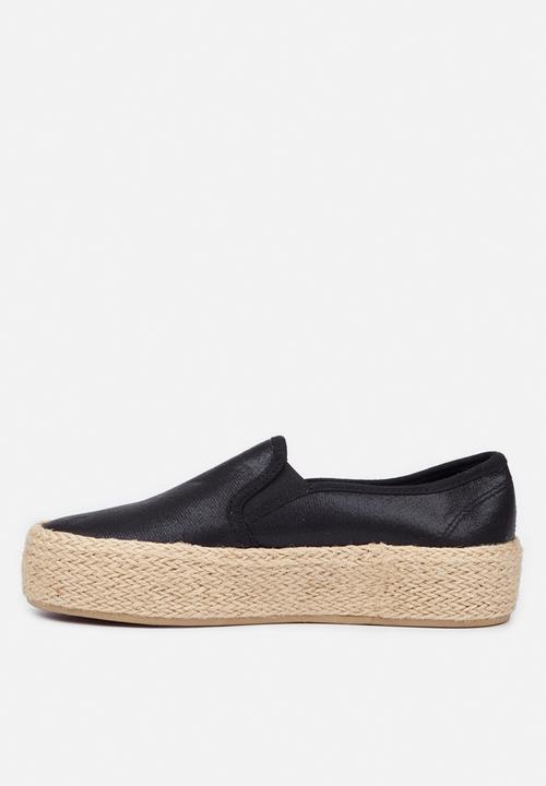 Miss Black - Quebec4 flatform espadrille sneaker - black