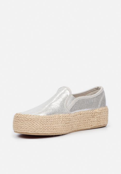 Miss Black - Quebec4 flatform espadrille sneaker - silver