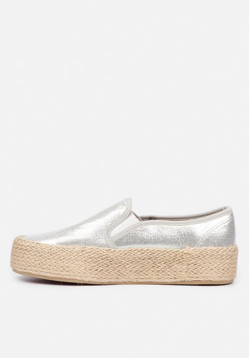 Miss Black - Quebec4 flatform espadrille sneaker - silver