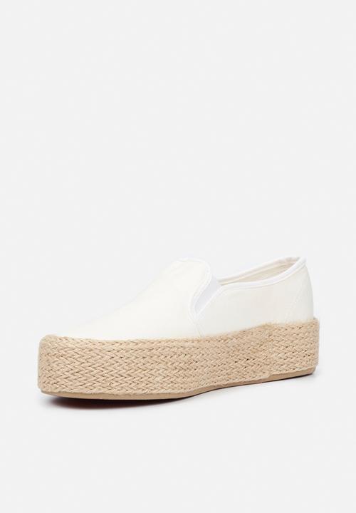 Miss Black - Quebec4 flatform espadrille sneaker - white