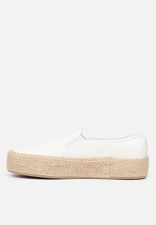 Miss Black - Quebec4 flatform espadrille sneaker - white