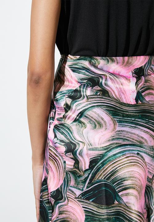 Superbalist - Long midi slip skirt - pink textured waves