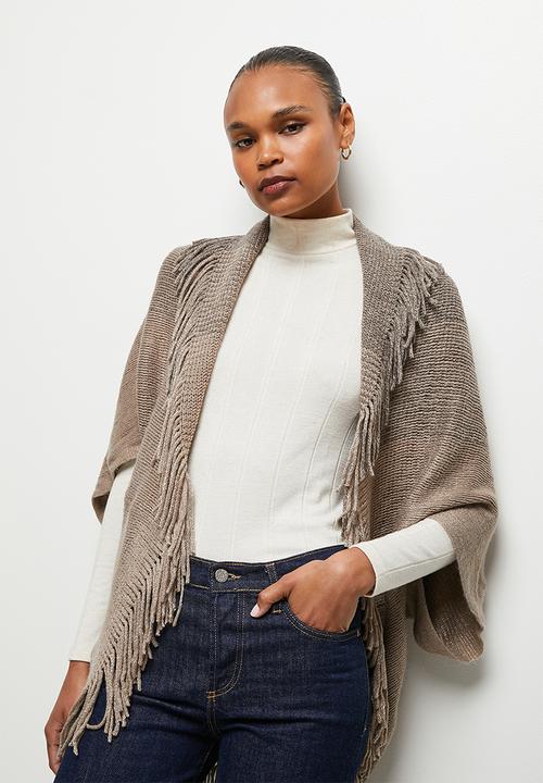 edit - Fringed poncho - beige