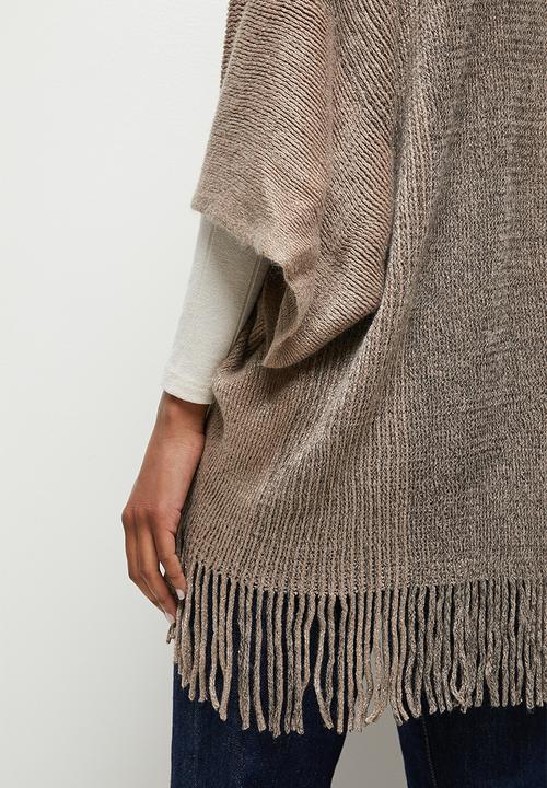 edit - Fringed poncho - beige