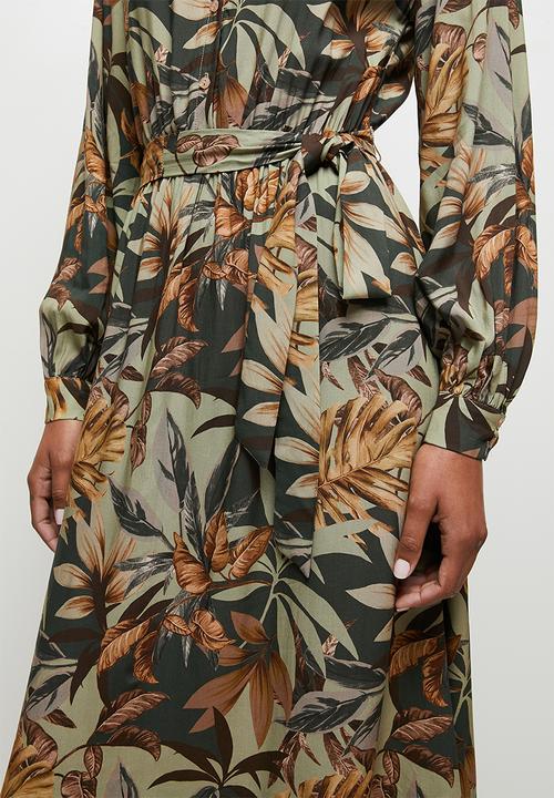 edit - Tiered maxi shirt dress - multi