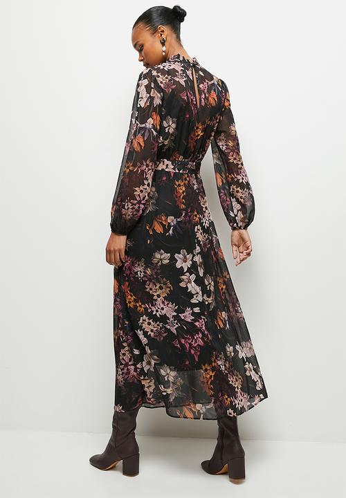 edit - Victorian piecrust chiffon maxi dress - multi