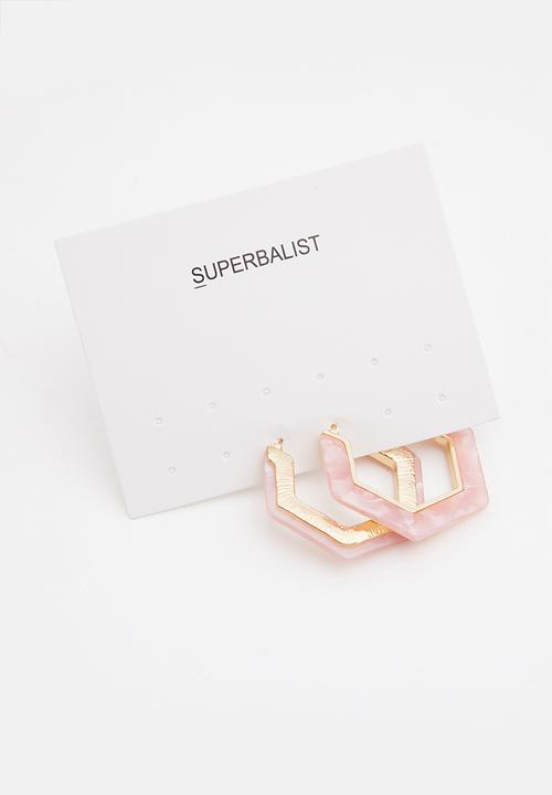 Superbalist - Hexagon shape earrings - pink