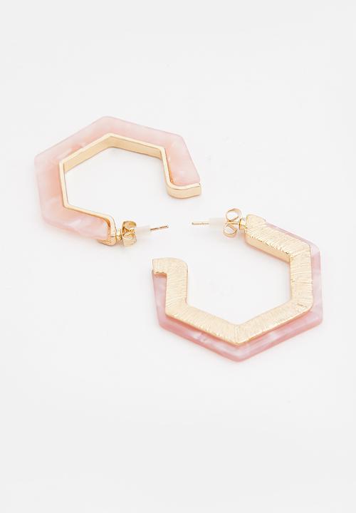 Superbalist - Hexagon shape earrings - pink