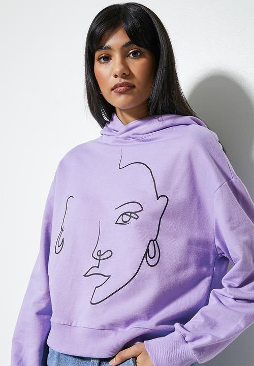 Superbalist - Graphic crop hoodie - lilac