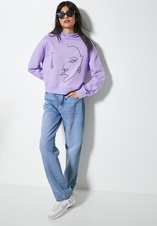 Superbalist - Graphic crop hoodie - lilac