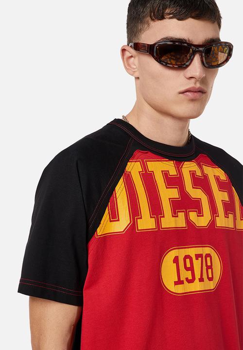 Diesel  - T-raglen short sleeve tee - red & black