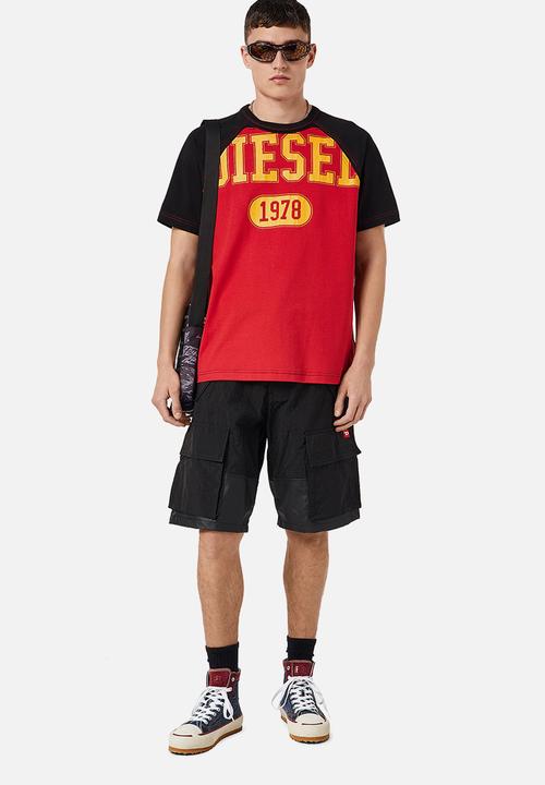 Diesel  - T-raglen short sleeve tee - red & black