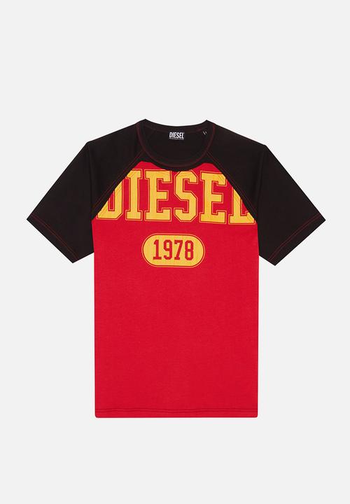 Diesel  - T-raglen short sleeve tee - red & black