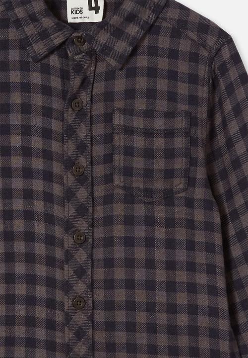 Cotton On - Rugged long sleeve shirt - rabbit grey/navy