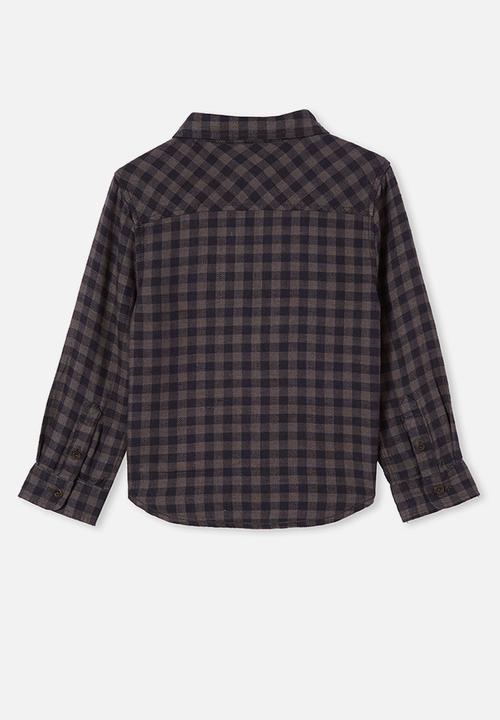 Cotton On - Rugged long sleeve shirt - rabbit grey/navy