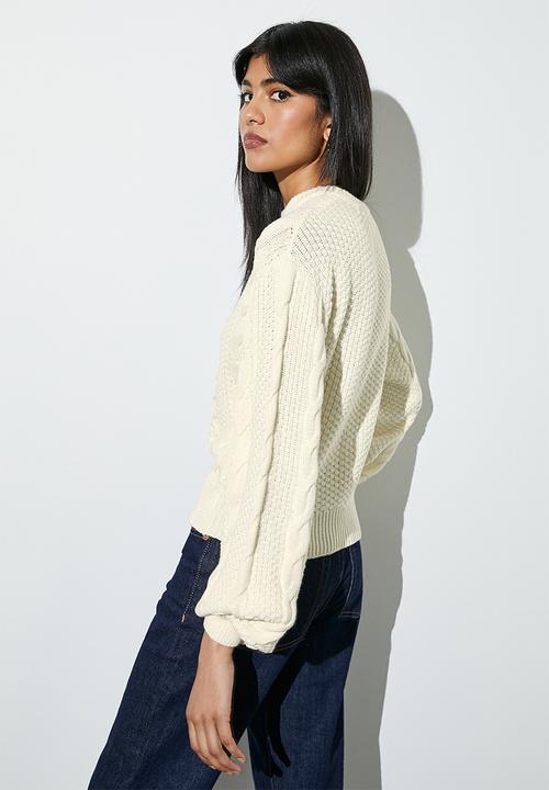 Superbalist - Cotton blend cable jumper - ecru