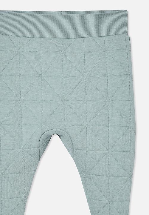 Cotton On - Emerson quilted trackpant - stone green