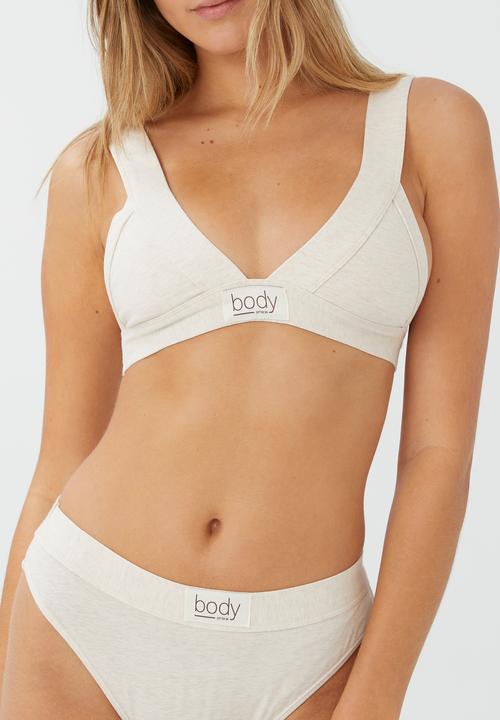 Cotton On - Organic cotton boxing bralette - oat marle