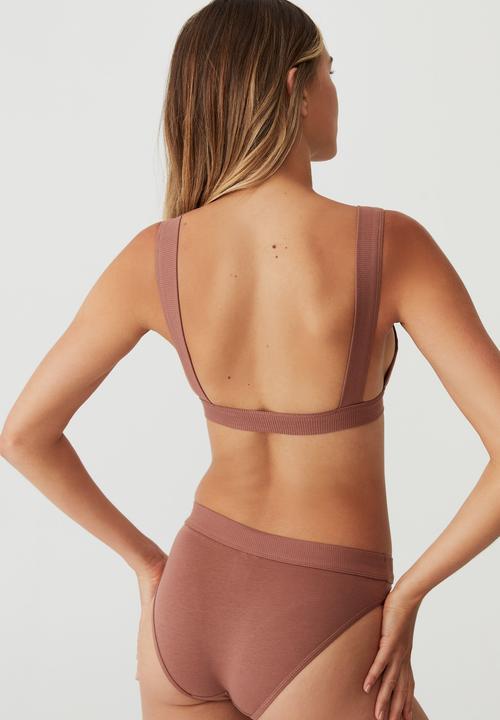 Cotton On - Organic cotton boxing bralette - toasted hazelnut