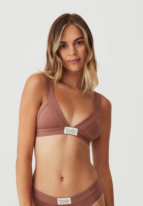 Cotton On - Organic cotton boxing bralette - toasted hazelnut