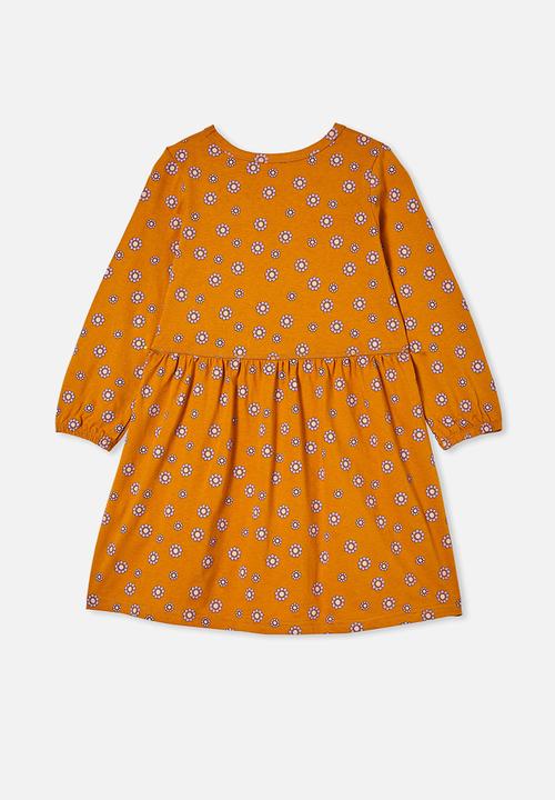 Cotton On - Savannah long sleeve dress - tumeric latte/garden daisy