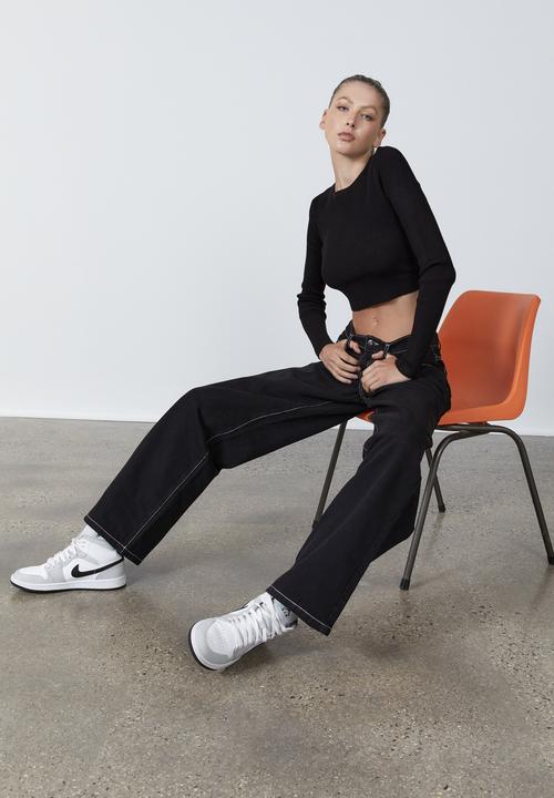 Factorie - High rise baggy jean - black & white