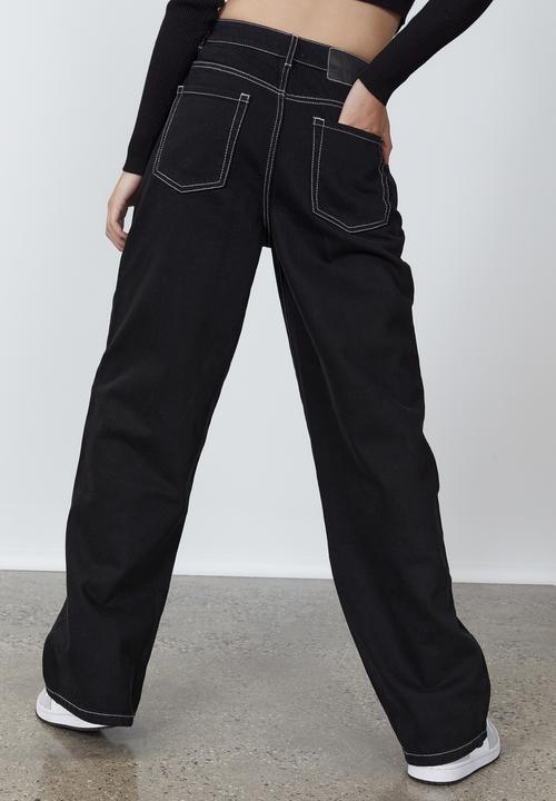 Factorie - High rise baggy jean - black & white