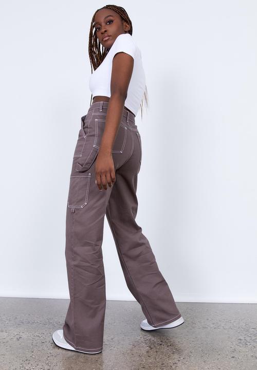 Factorie - Carpenter pant - burnt iron & white