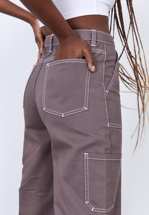 Factorie - Carpenter pant - burnt iron & white