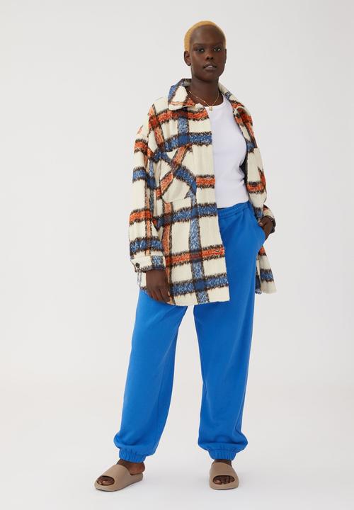 Cotton On - Curve boxy shacket - multi check bright blue