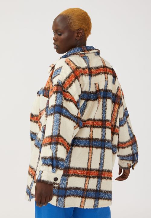 Cotton On - Curve boxy shacket - multi check bright blue