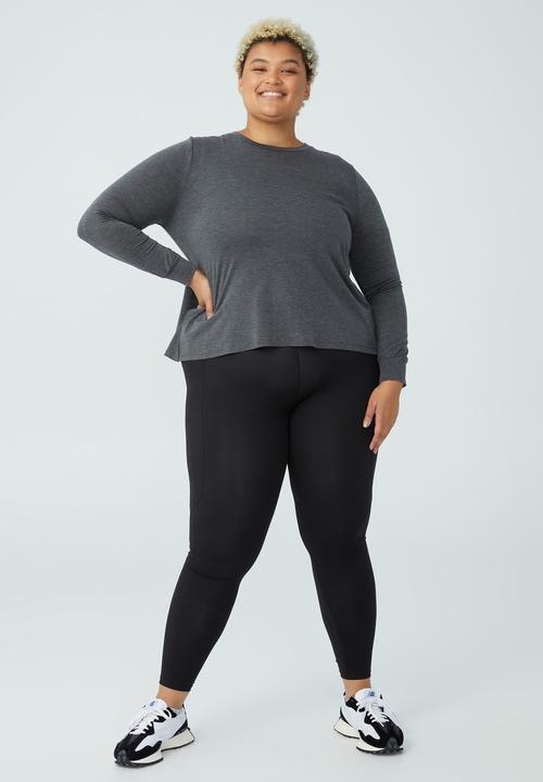 Cotton On - Curve active boyfriend long sleeve tee - charoal marle