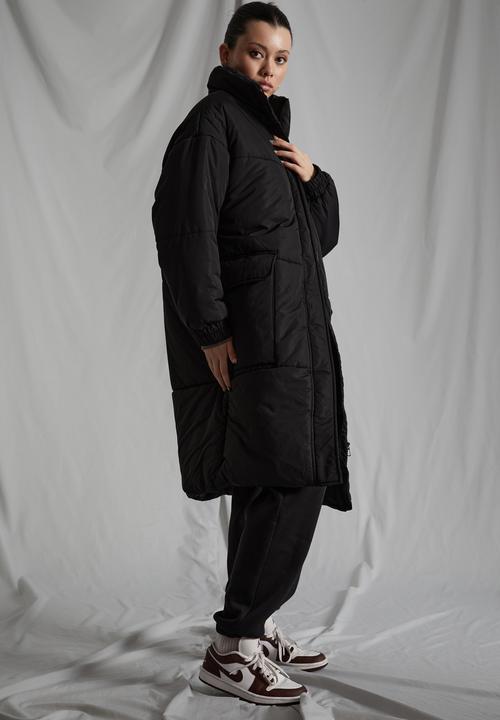 Factorie - Oversized longline puffer jacket - black