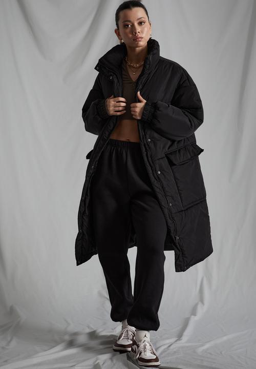 Factorie - Oversized longline puffer jacket - black