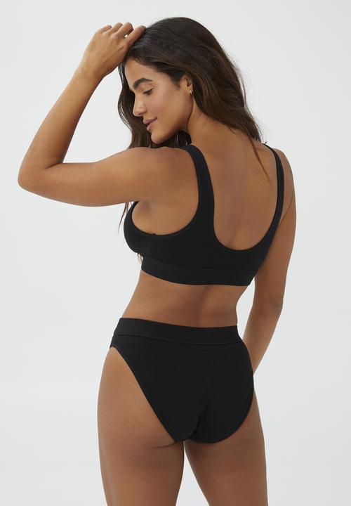 Cotton On - Organic cotton plunge bralette - black