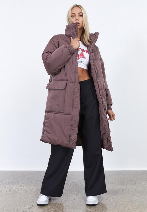Factorie - Oversized longline puffer jacket - burnt iron